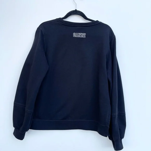 Ganni Software Isoli Puff Sleeve Sweatshirt Black